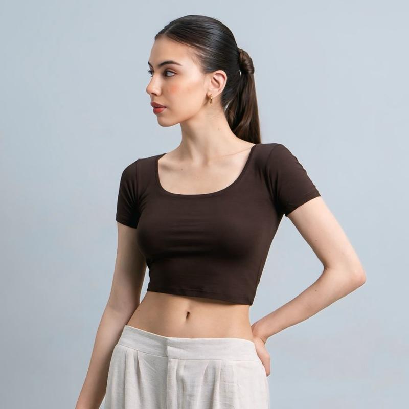 joyce by aijo - ciara uneck crop top