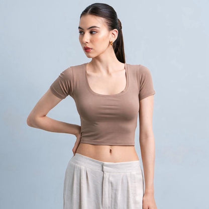 Joyce by AIJO - Ciara Uneck Crop Top